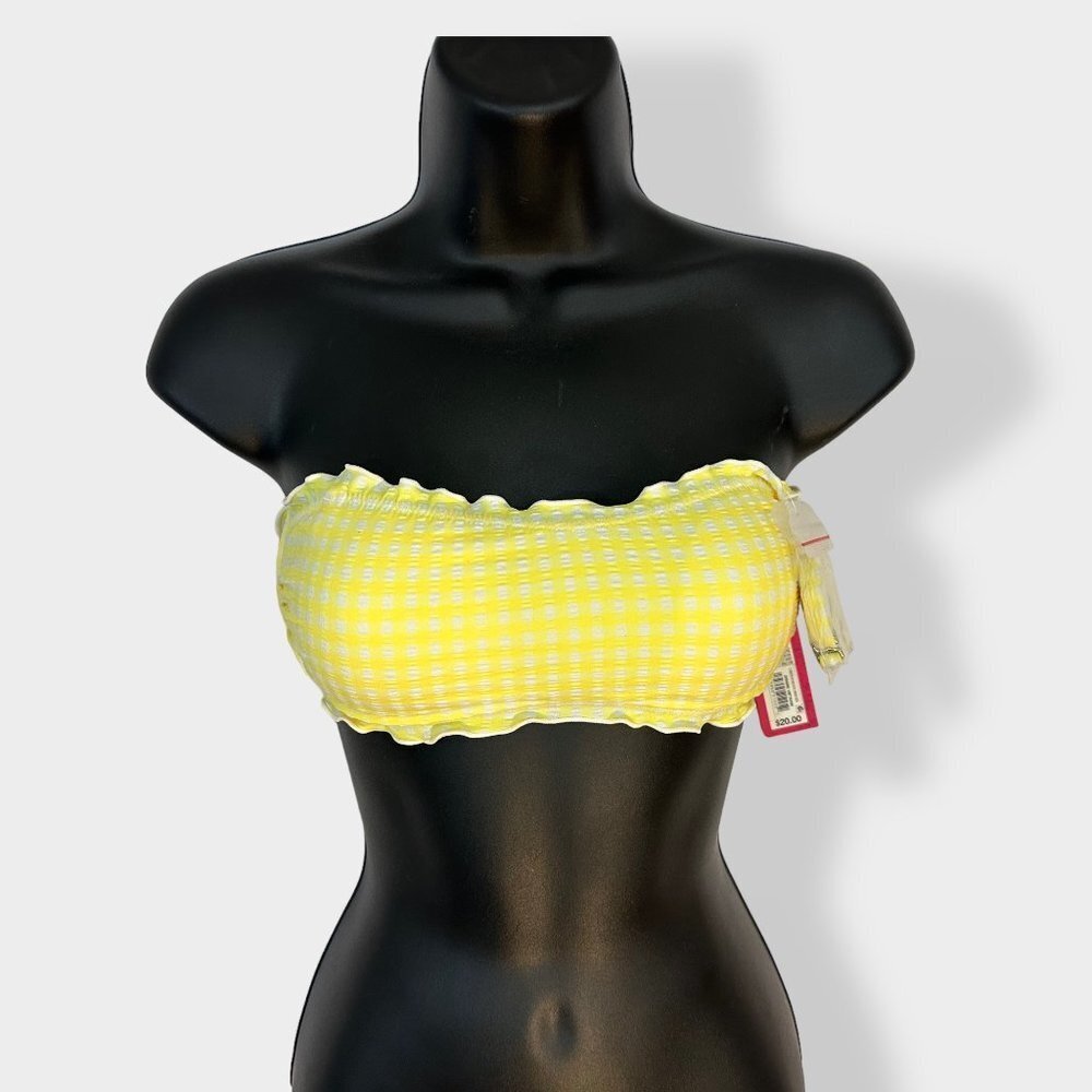 Xhilaration New Yellow Gingham‎ Bikini Top XS